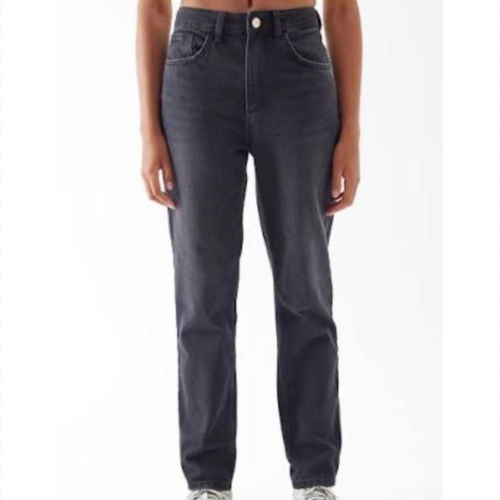 BDG Women's High Waist Straight Leg Mom Jeans - Washed Black / Dark Gray